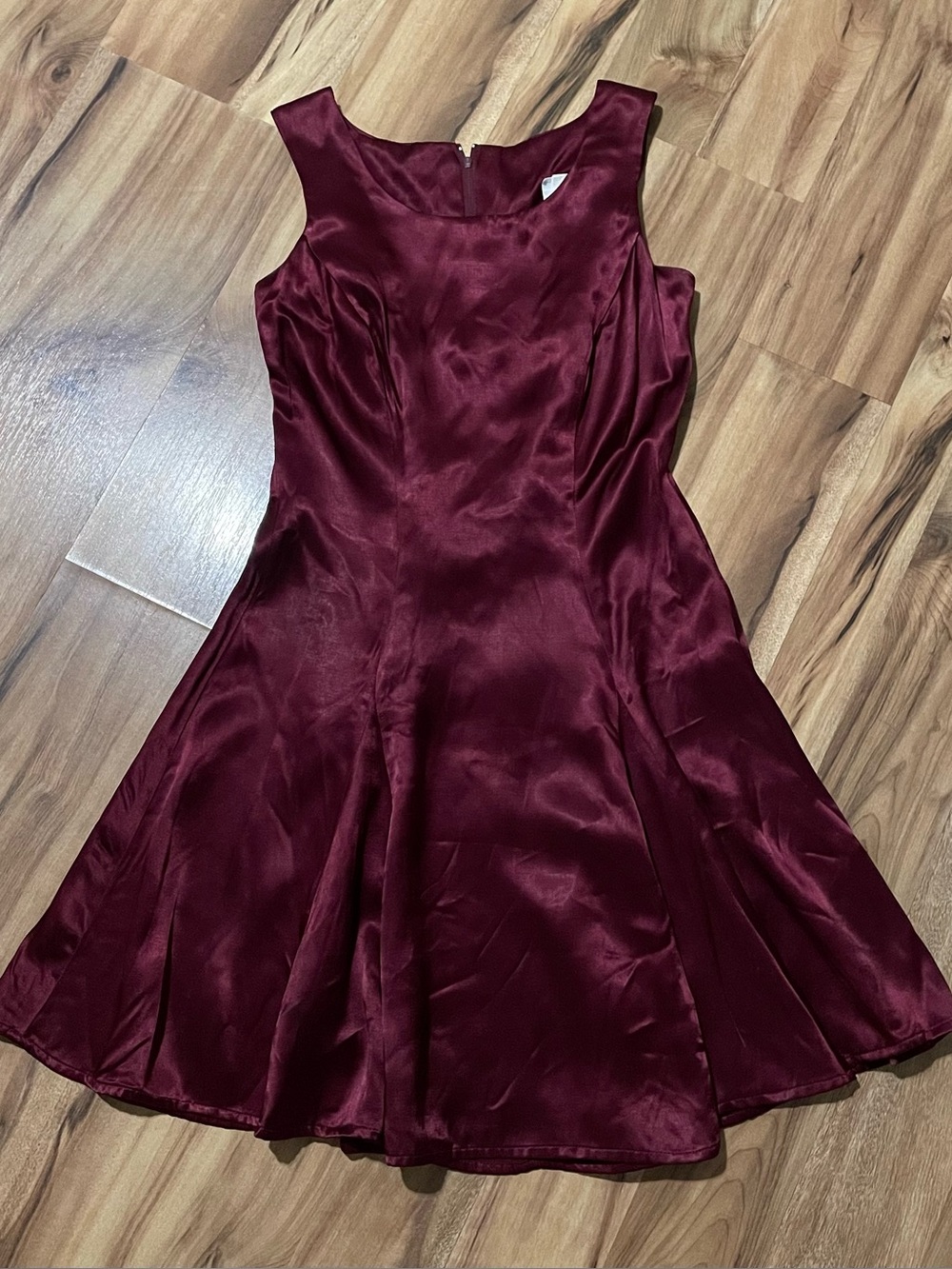 Vtg 90s Maurices Maroon Satin Lace Up Corset Back Dress Whimsigoth Vampy 5/6